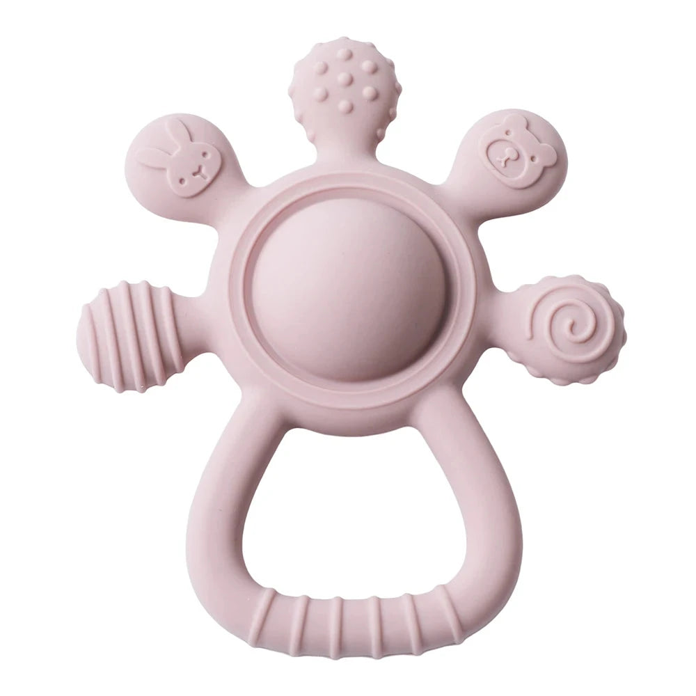 Hochet de dentition silicone bébé – Jouet sensoriel 0-12 mois Le coffre à jouets