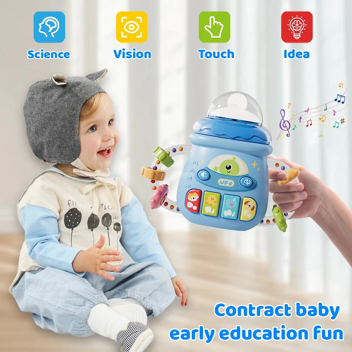 Jouet musical bébé – Mobile et hochet avec sons doux Le coffre à jouets