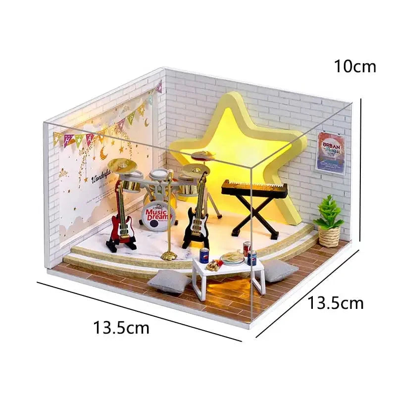 Maison de poupée en bois avec meubles, Mini maison de poupée, modèle d'assemblage fait à la main, décoration de salle de construction, Puzzle 3D, jouet pour fille, cadeaux Le coffre à jouets