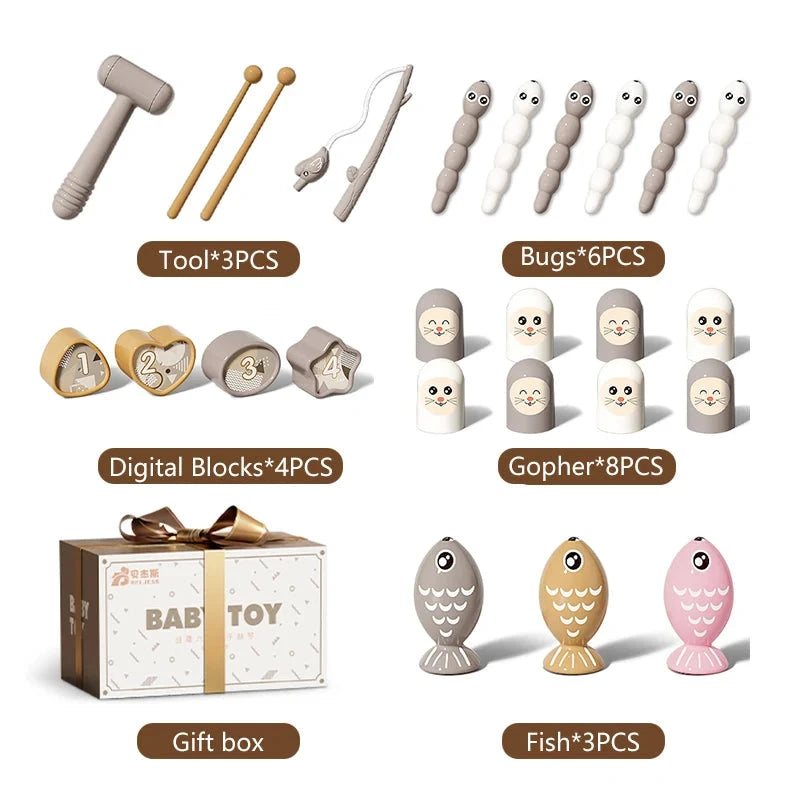 Jouet Montessori sensoriel magnétique pour enfants, hibou de pêche éducatif, planche occupée, taupe, numéro de jeu, Xylophone pour tout-petits de 3 ans, cadeaux Le coffre à jouets
