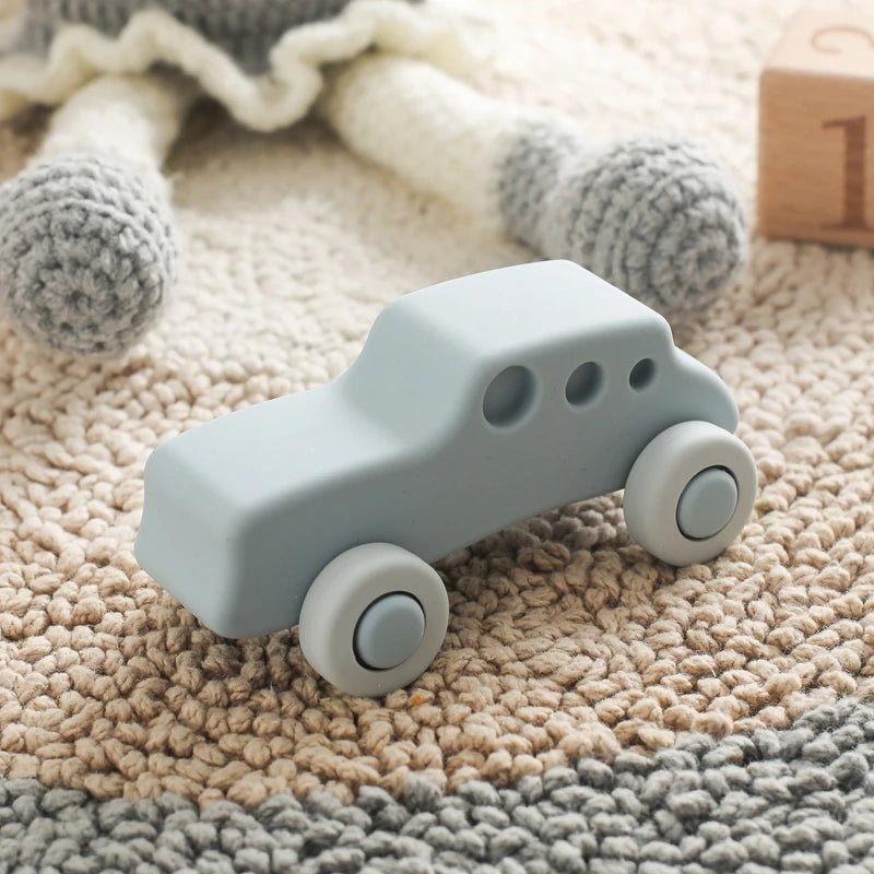 Montessori bébé Silicone voiture jouets 0 12 mois nouveau-né bébé choses Silicone bébé anneau de dentition jouet voiture jouet éducatif blocs de Silicone Le coffre à jouets