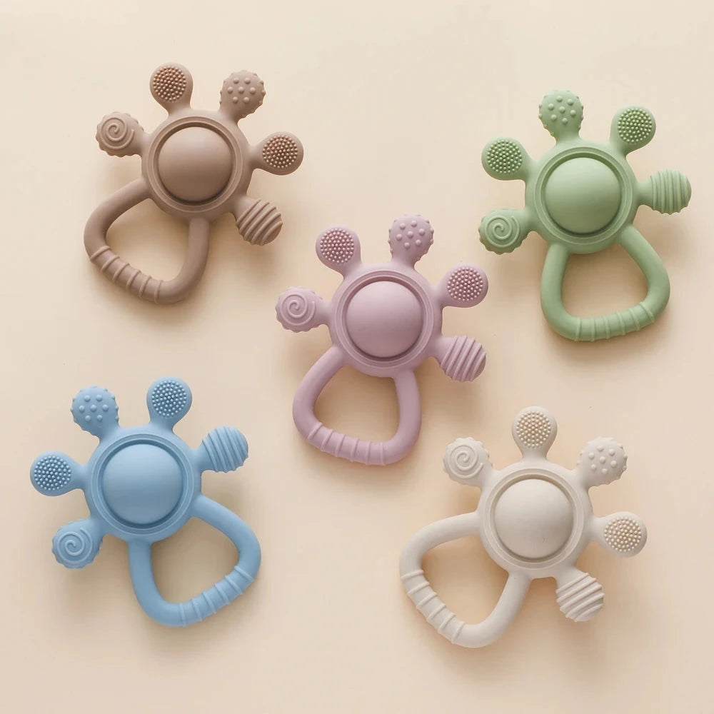Hochet de dentition silicone bébé – Jouet sensoriel 0-12 mois Le coffre à jouets
