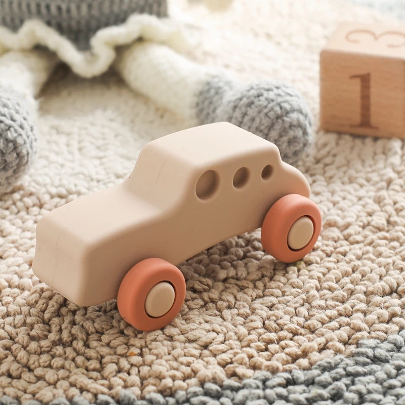 Montessori bébé Silicone voiture jouets 0 12 mois nouveau-né bébé choses Silicone bébé anneau de dentition jouet voiture jouet éducatif blocs de Silicone Le coffre à jouets
