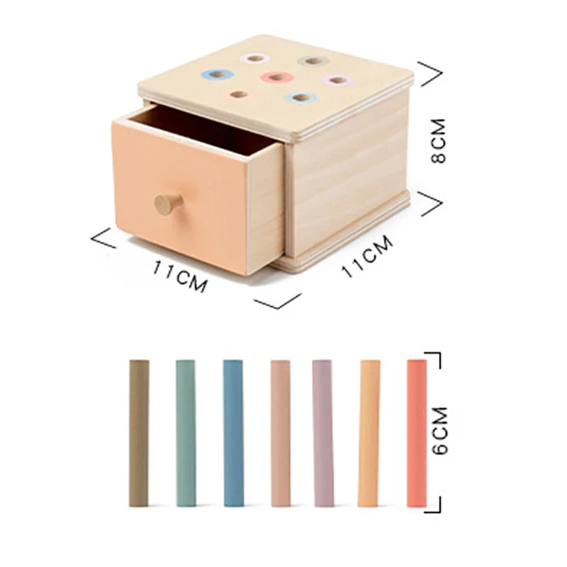 Jouet sensoriel Montessori pour bébé, boîte permanente Obiect, jeu de tri des couleurs, boîte à monnaie, goutte de balle, jouets éducatifs pour motricité Fine Le coffre à jouets