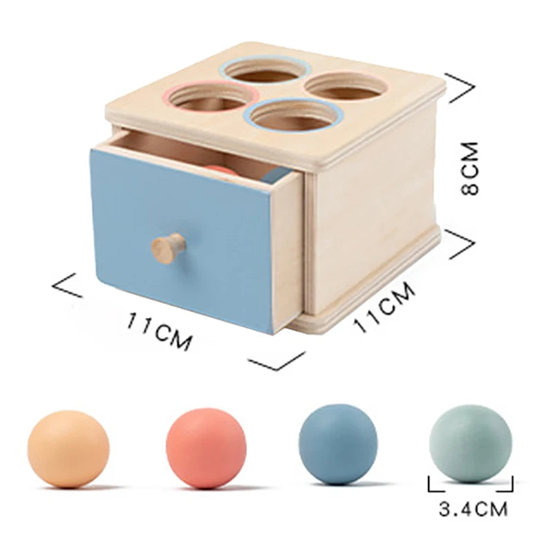 Jouet sensoriel Montessori pour bébé, boîte permanente Obiect, jeu de tri des couleurs, boîte à monnaie, goutte de balle, jouets éducatifs pour motricité Fine Le coffre à jouets