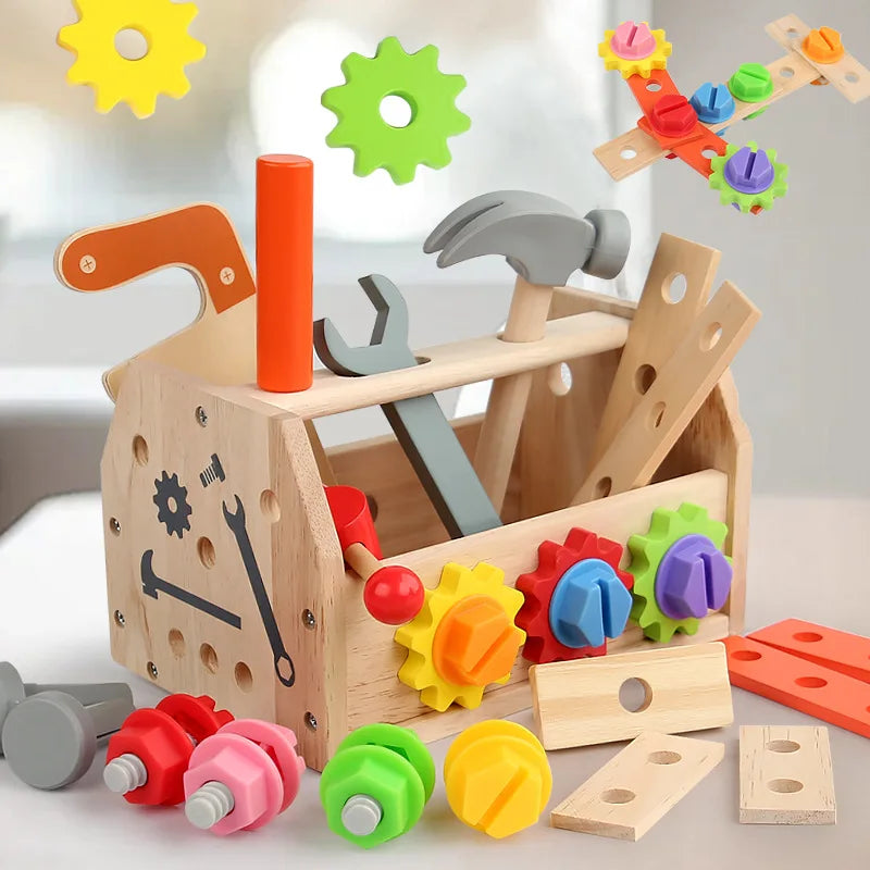 Ensemble de banc à outils en bois pour enfants avec outils de réparation-établi Montessori, jouet de Construction et éducatif, cadeaux d'anniversaire de noël Le coffre à jouets
