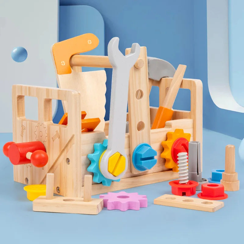 Ensemble de banc à outils en bois pour enfants avec outils de réparation-établi Montessori, jouet de Construction et éducatif, cadeaux d'anniversaire de noël Le coffre à jouets