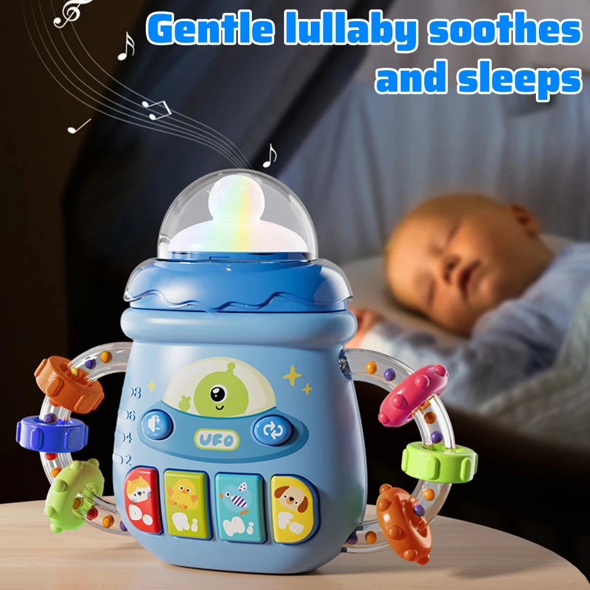 Jouet musical bébé – Mobile et hochet avec sons doux Le coffre à jouets