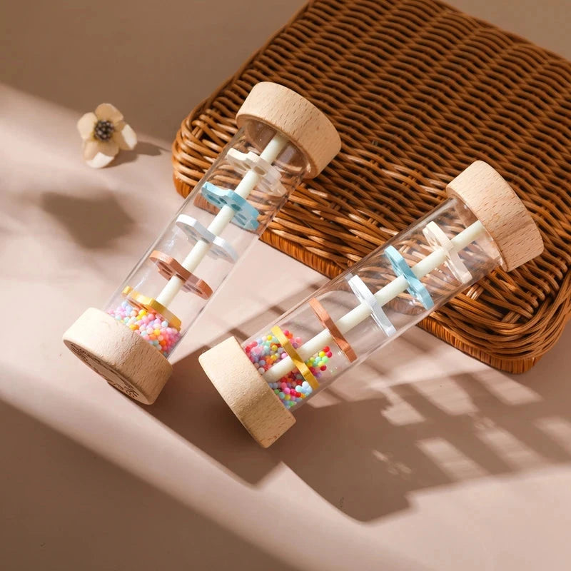 Jouets mentaires oriels Montessori pour enfants, anciers de pluie pour bébé, sablier arc-en-ciel, hochet musical, jouet coloré Le coffre à jouets