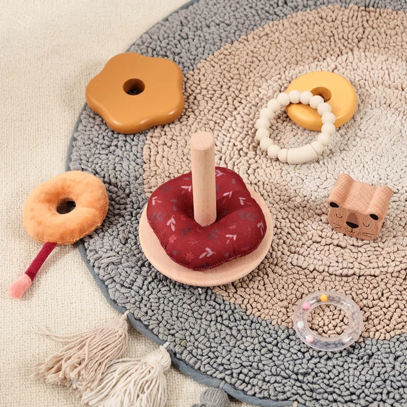 Jouet à empiler en bois pour bébé, jouet de dessin animé, jeu de construction Montessori, coton doux, hochet TeWindsor, cadeaux pour enfants, jouets mentaires oriels Le coffre à jouets