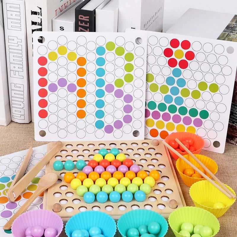 Jeu de perles en bois Montessori, éducatif, apprentissage précoce des enfants, Puzzle boule à Clip, jouets préscolaires pour tout-petits, cadeaux pour enfants Le coffre à jouets