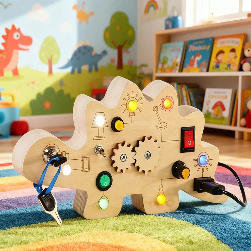 Lumières pour enfants ''planche occupée jouets sensoriels Montessori interrupteur jeux de lumière LED planche d'activité éducation à la réflexion jouets de voyage pour bébé.. Le coffre à jouets