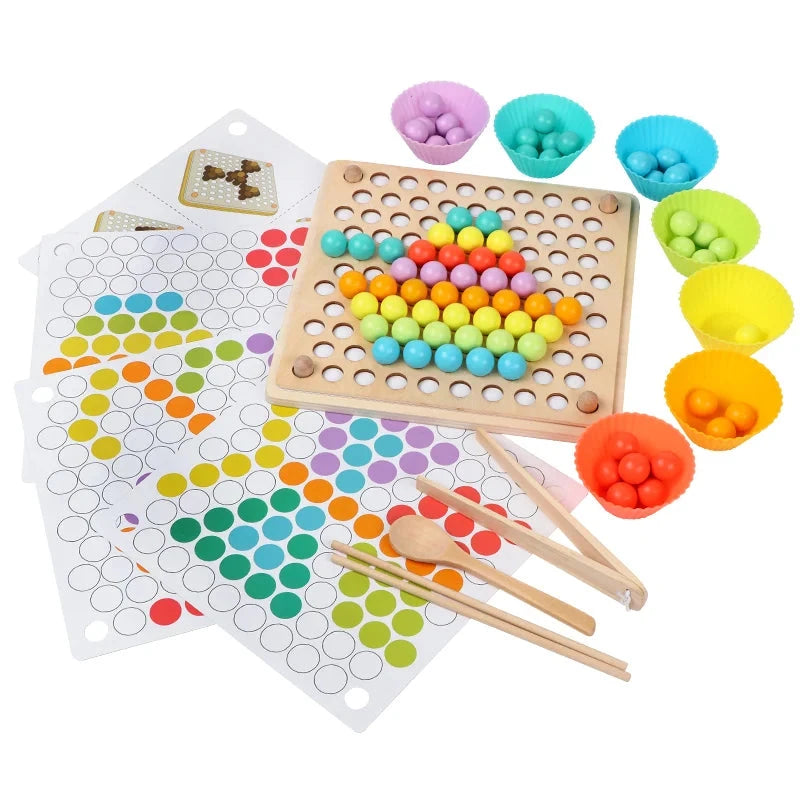 Jeu de perles en bois Montessori, éducatif, apprentissage précoce des enfants, Puzzle boule à Clip, jouets préscolaires pour tout-petits, cadeaux pour enfants Le coffre à jouets