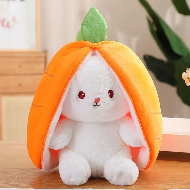 25 cm mignon fraise carotte lapin en peluche jouet en peluche créatif dans le fruit transformer bébé câlin lapin poupée pour enfant cadeau d'anniversaire Le coffre à jouets