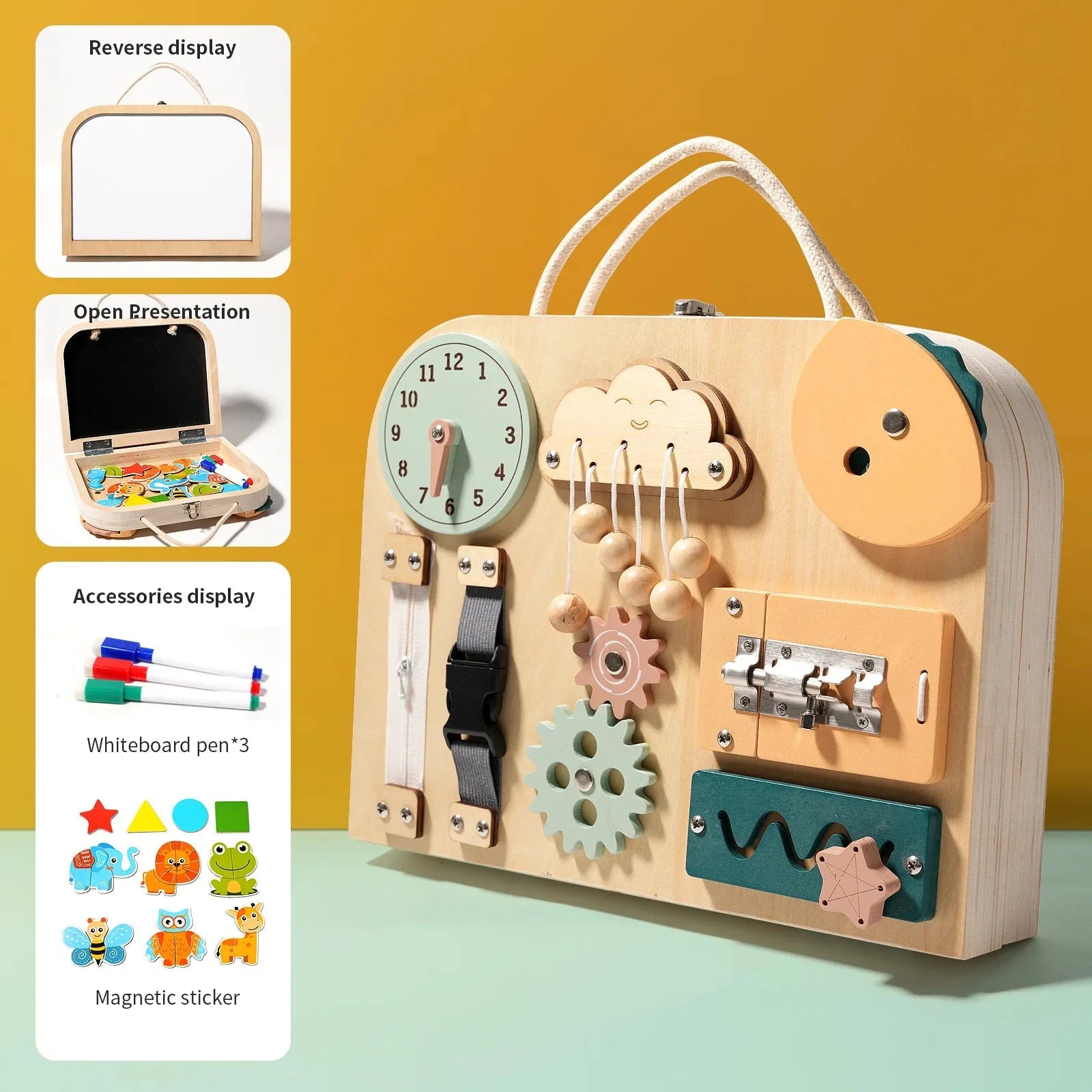 Jeu de société en bois LED Montessori, jouets mentaires oriels, contrôle des interrupteurs, planche à dessin, activités pour enfants, jeux d'entraînement 03, compétence Le coffre à jouets