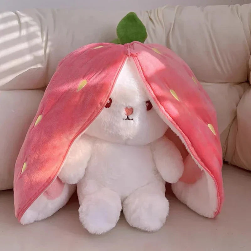 25 cm mignon fraise carotte lapin en peluche jouet en peluche créatif dans le fruit transformer bébé câlin lapin poupée pour enfant cadeau d'anniversaire Le coffre à jouets