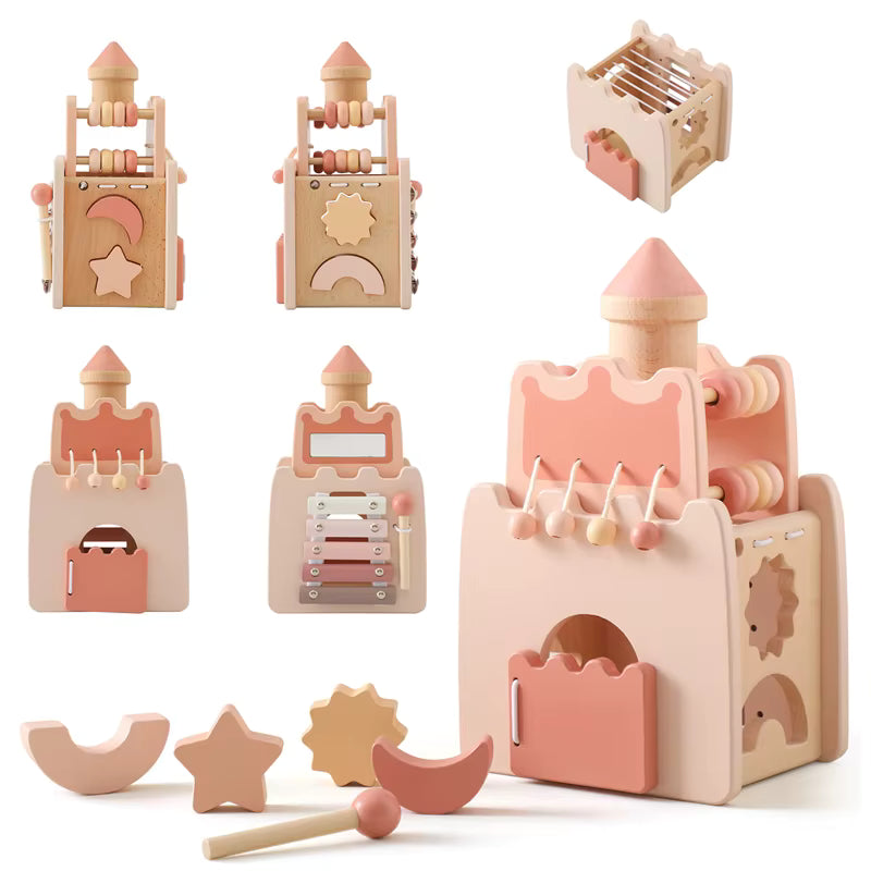 Château - Champignon d'activités sensorielles Le coffre à jouets