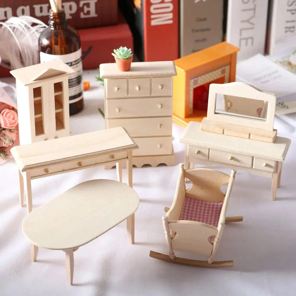 Maison de poupées l'inventaire en bois bricolage, scène photographique, mini jouets simulés, maison de courses, chambre à coucher Le coffre à jouets