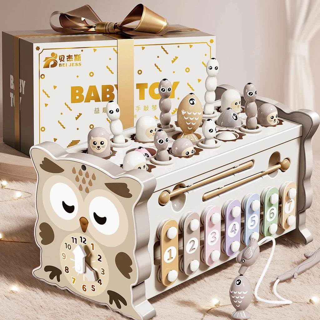 Jouet Montessori sensoriel magnétique pour enfants, hibou de pêche éducatif, planche occupée, taupe, numéro de jeu, Xylophone pour tout-petits de 3 ans, cadeaux Le coffre à jouets