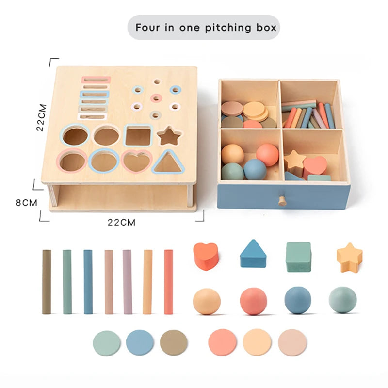 Jouet sensoriel Montessori pour bébé, boîte permanente Obiect, jeu de tri des couleurs, boîte à monnaie, goutte de balle, jouets éducatifs pour motricité Fine Le coffre à jouets
