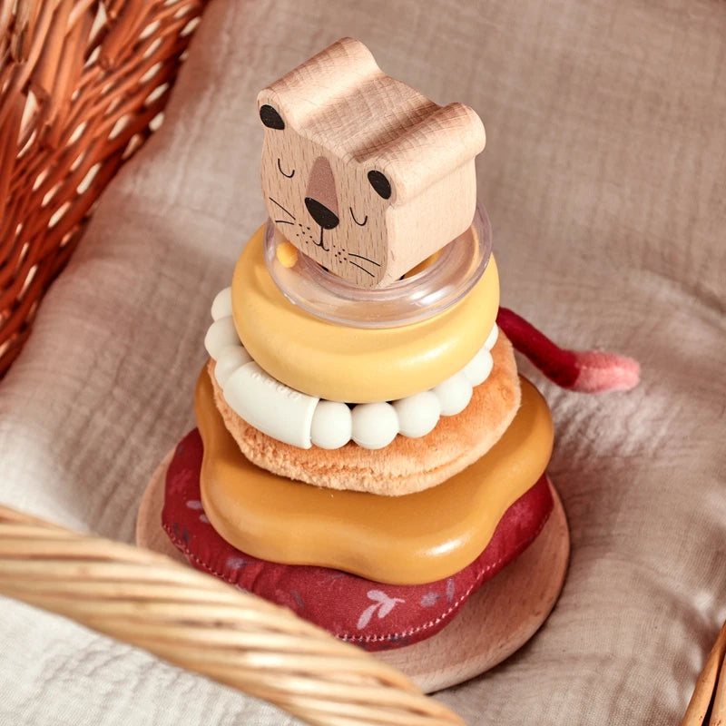 Jouet à empiler en bois pour bébé, jouet de dessin animé, jeu de construction Montessori, coton doux, hochet TeWindsor, cadeaux pour enfants, jouets mentaires oriels Le coffre à jouets