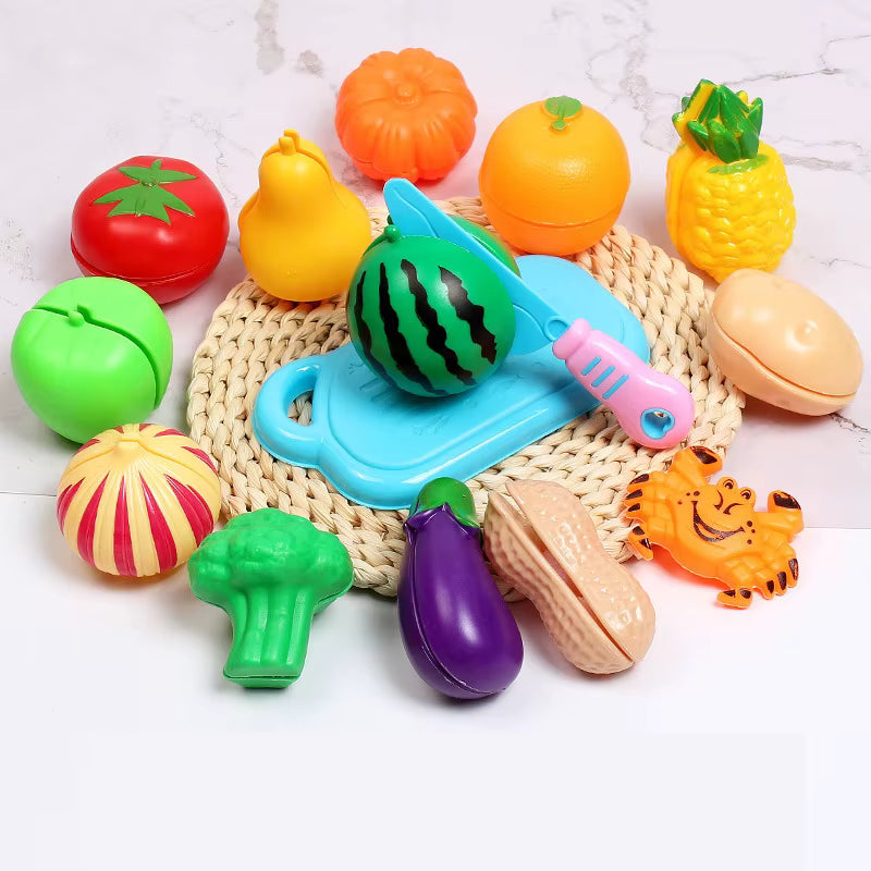 Maison de jeu, jouets de Simulation, éducation précoce, cadeaux pour filles et garçons, jouet éducatif, ensemble de jouets de cuisine en plastique, nourriture pour fruits et légumes coupés Le coffre à jouets