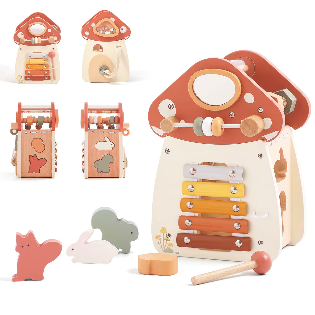 Château - Champignon d'activités sensorielles Le coffre à jouets