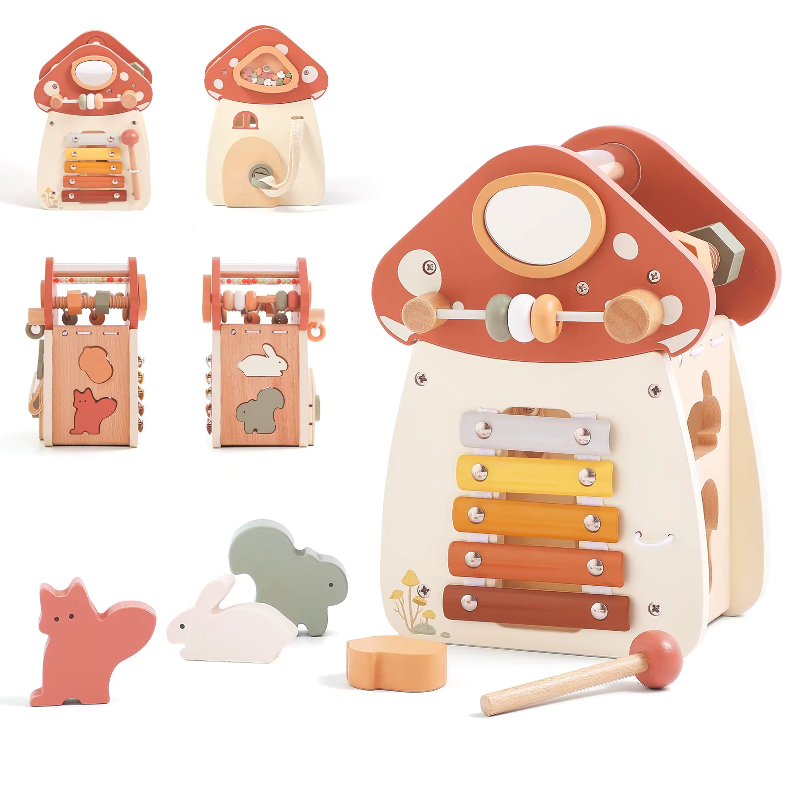 Château - Champignon d'activités sensorielles Le coffre à jouets
