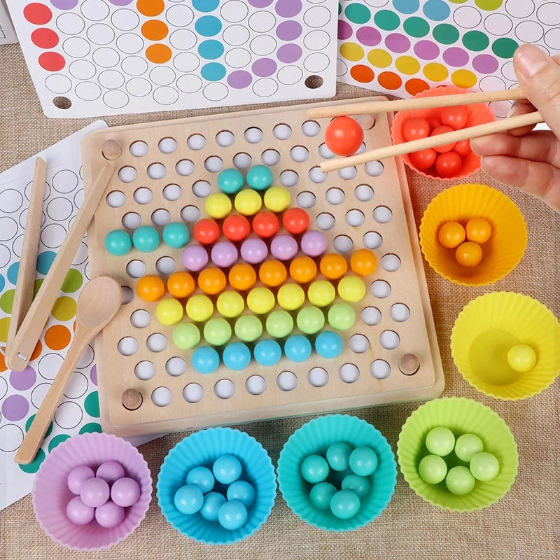 Jeu de perles en bois Montessori, éducatif, apprentissage précoce des enfants, Puzzle boule à Clip, jouets préscolaires pour tout-petits, cadeaux pour enfants Le coffre à jouets