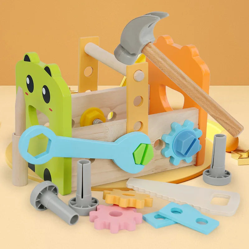 Ensemble de banc à outils en bois pour enfants avec outils de réparation-établi Montessori, jouet de Construction et éducatif, cadeaux d'anniversaire de noël Le coffre à jouets