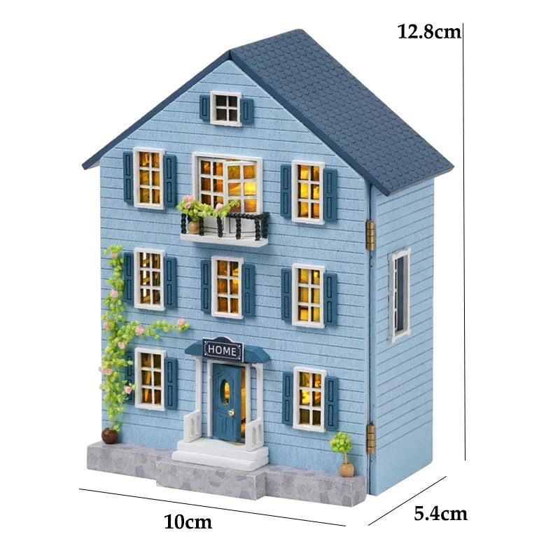 Bricolage Mini maison de poupée en bois assemblage modèle de construction rose princesse Villa Architecture Kit 3D Puzzle maison de poupée avec meubles cadeaux Le coffre à jouets