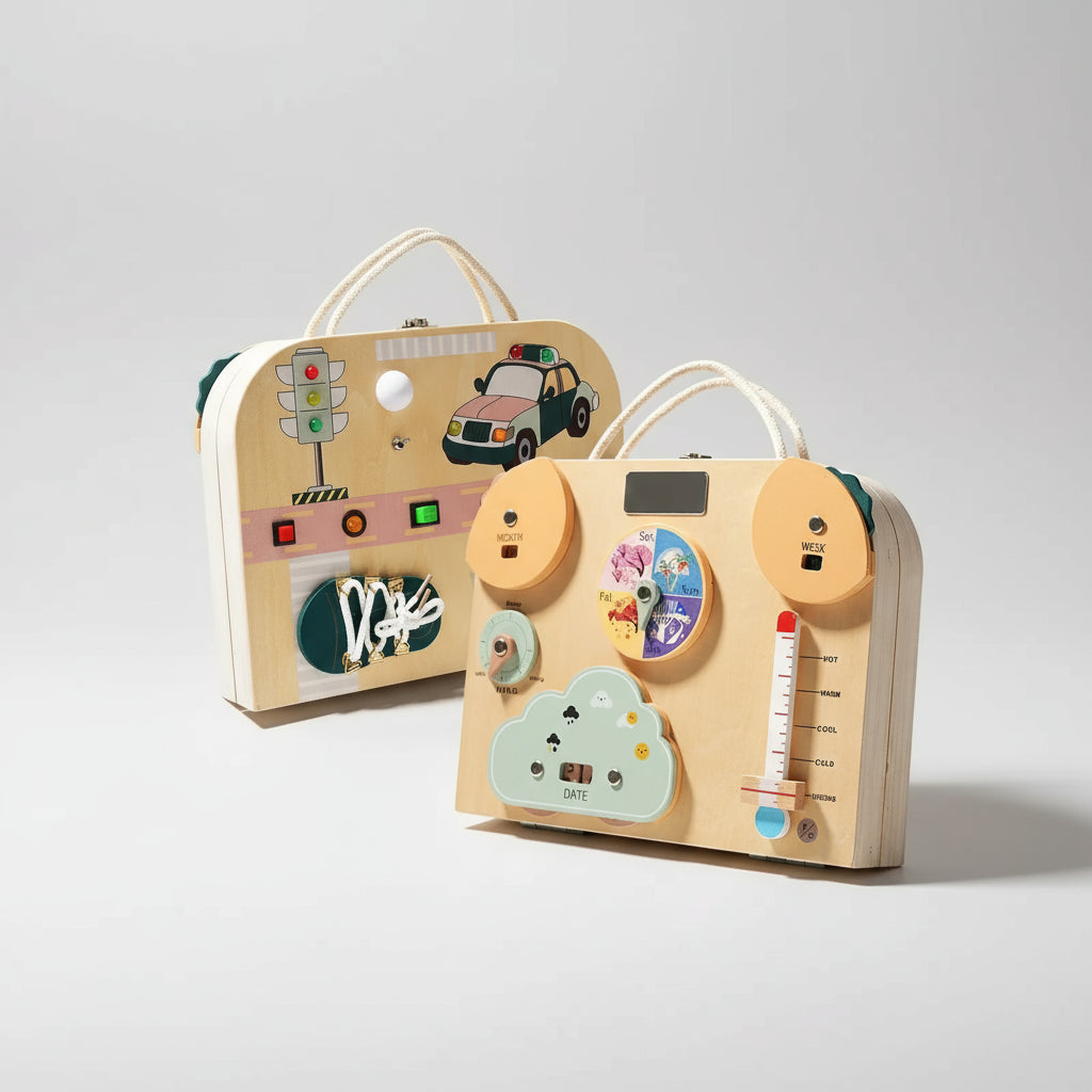 Jeu de société en bois LED Montessori, jouets mentaires oriels, contrôle des interrupteurs, planche à dessin, activités pour enfants, jeux d'entraînement 03, compétence Le coffre à jouets