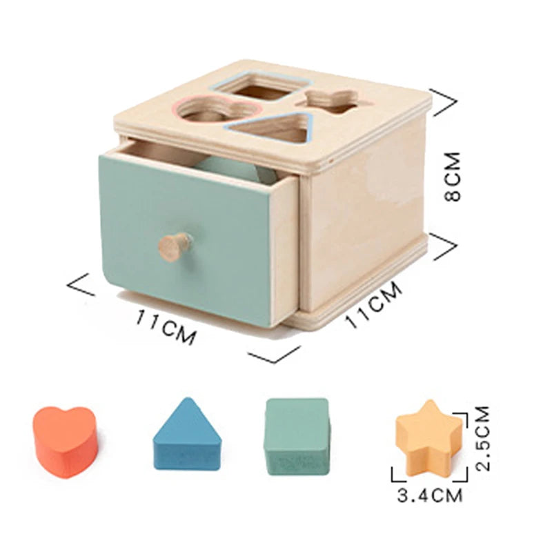 Jouet sensoriel Montessori pour bébé, boîte permanente Obiect, jeu de tri des couleurs, boîte à monnaie, goutte de balle, jouets éducatifs pour motricité Fine Le coffre à jouets